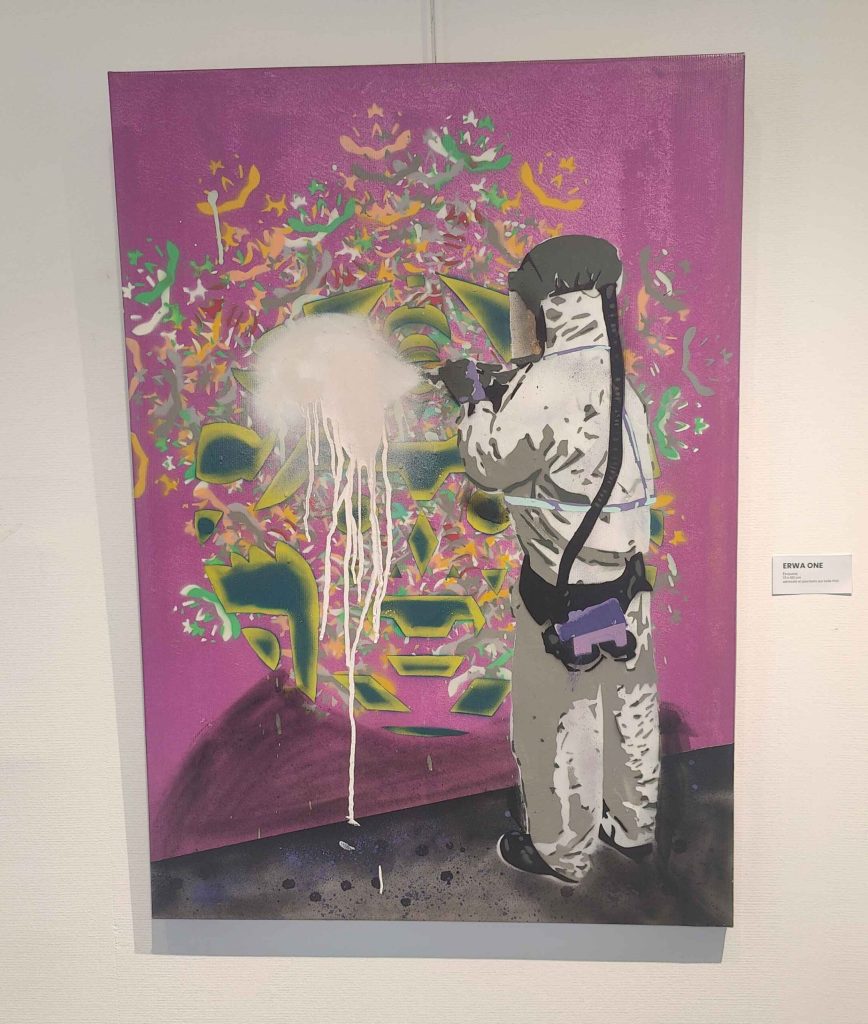 Kunstwerk Ephemere von ErwaOne während Ausstellung Prix du Graffiti in Paris