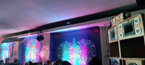 Aubergine3000 Party mit Dub-Musik und beleuchteten Streetart-Werken von Erwa.One