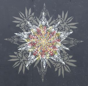 Streetart Motiv ErwaOne aufwendiges Schablonen Muster Fraktal Geometrie Streetart