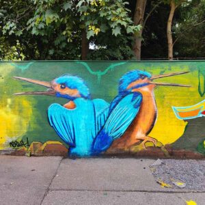 Eisvogel Streetart Augsburg Haunstetten von ErwaOne und dem Verein die Bunten e.V. 2022