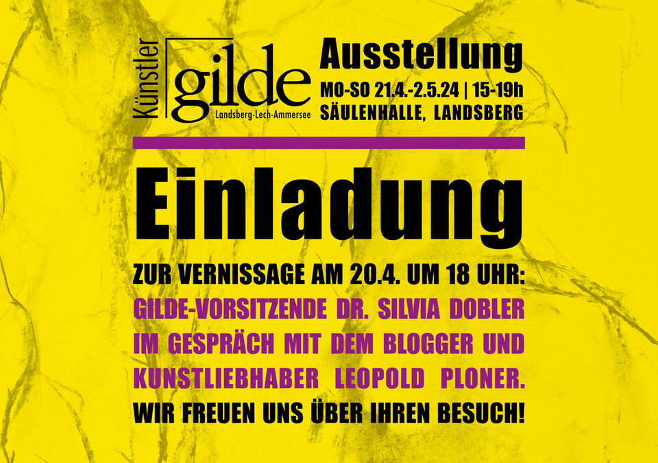 Flyer Mitglieder-Ausstellung Künstlergilde-Landsberg-Ammersee-Lech in der Säulenhalle von Landsberg Mai 2024