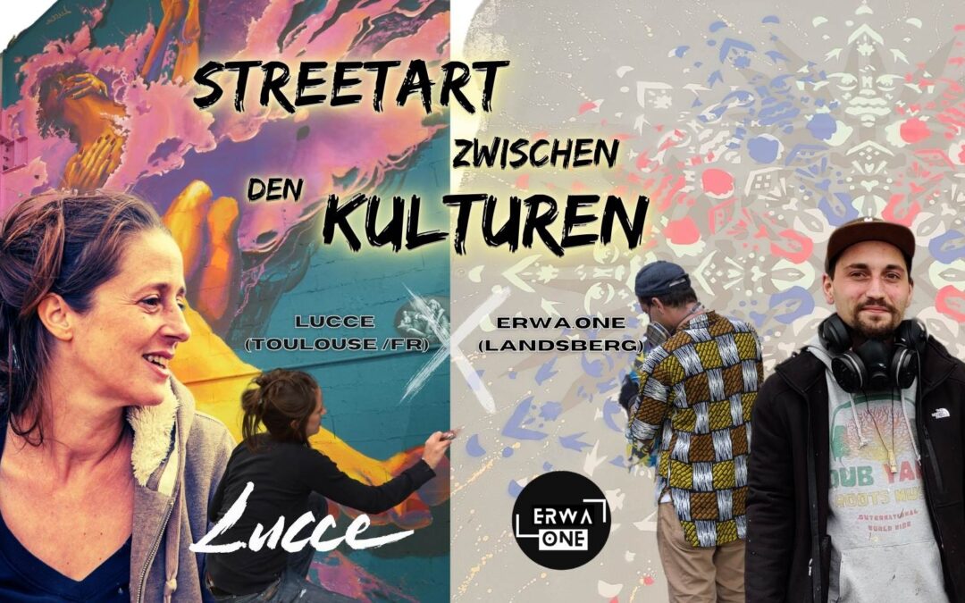 Streetart Veranstaltung Oberbayern Landsberg mit Lucce (links) aus Toulouse, Frankreich und ErwaOne