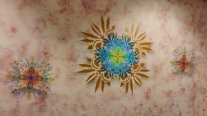 Künstlerische Auftragsarbeit Innenraumgestaltung durch Erwa.One. Fertige Wandgestaltung querformat Neue Ornamente Schablonen-Kunst mit Stencil gesprüht. Streetart und urbane Kunst Landsberg am Lech Oberbayern Deutschland