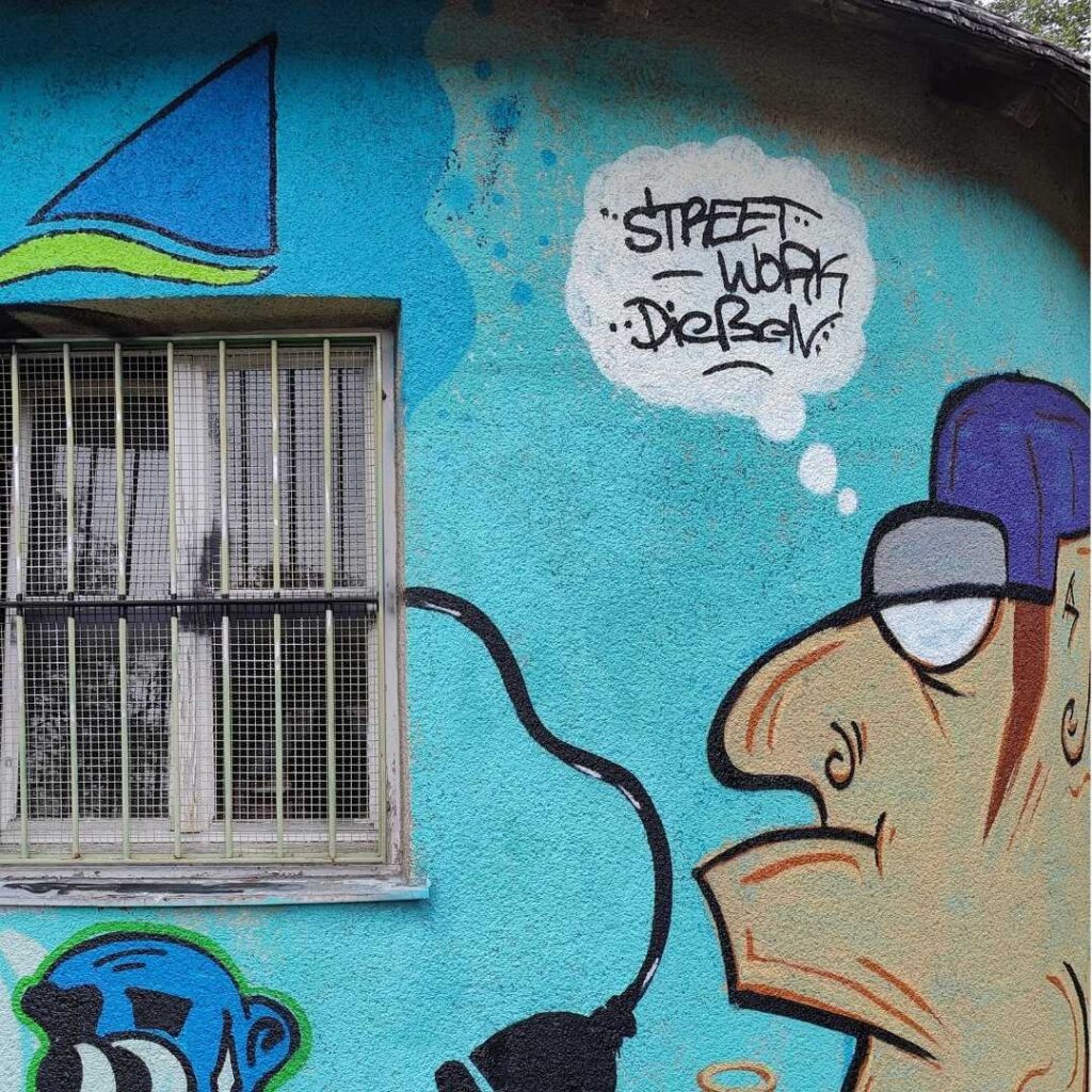 Streetwork Diessen im Rahmen des Streetart Stipendiums. Kunstwerk von Bjarne
