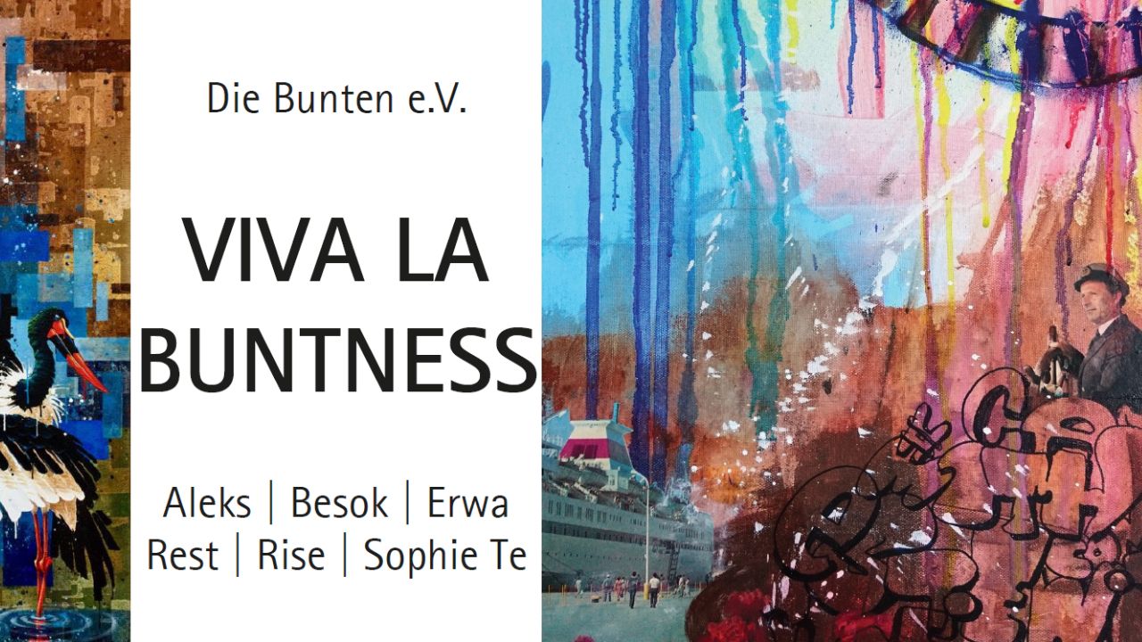 Viva la Buntness Graffiti & Streetart Ausstellung im Bürgerbüro von Aichach-Friedberg 2023. Offizieller Flyer