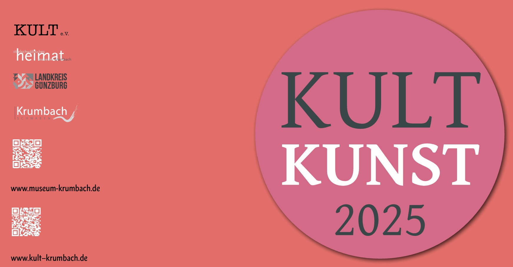 Einladungsflyer Kunstaustellung KULT Kunst Krumbach im mittelschwäbischen Heimatmuseum 2025