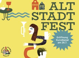 Banner Kunstkanal Augsburg Kulturveranstaltung mit Kunst Installationen rund um Altstadt von Augsburg und entlang der Kanäle