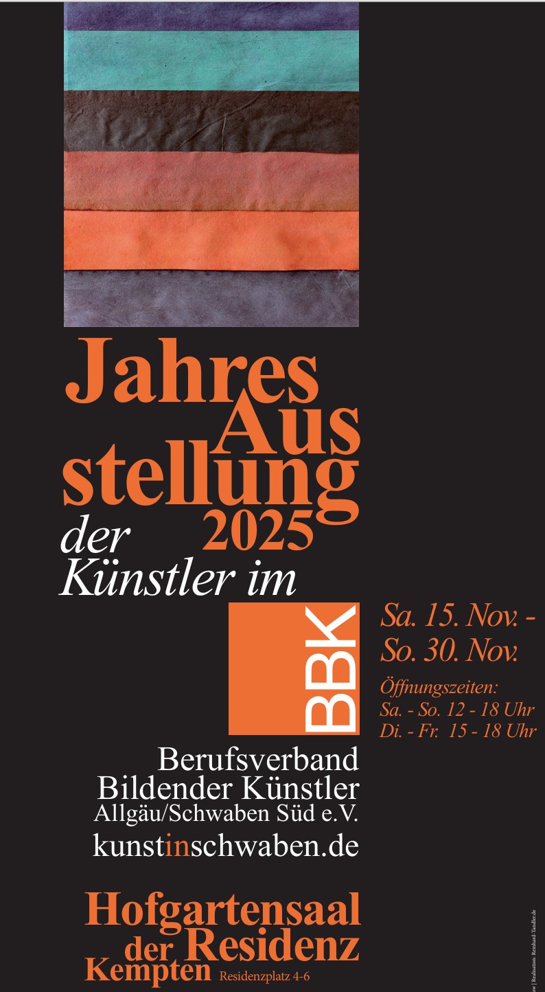 Flyer Jahresausstellung BBK Berufsverband bildender Künstler Schwaben Süd e.V. in der Residenz Hofgartensaal von Kempten